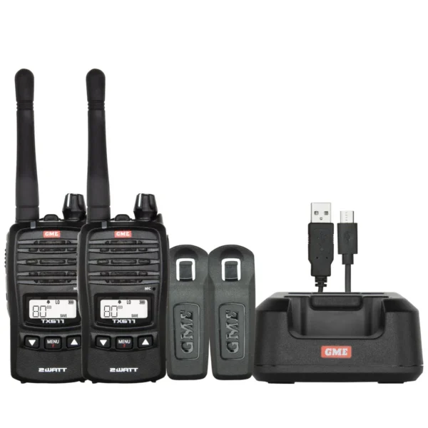 GME TX677TP 2 Watt UHF CB Handheld Radio - Twin Pack